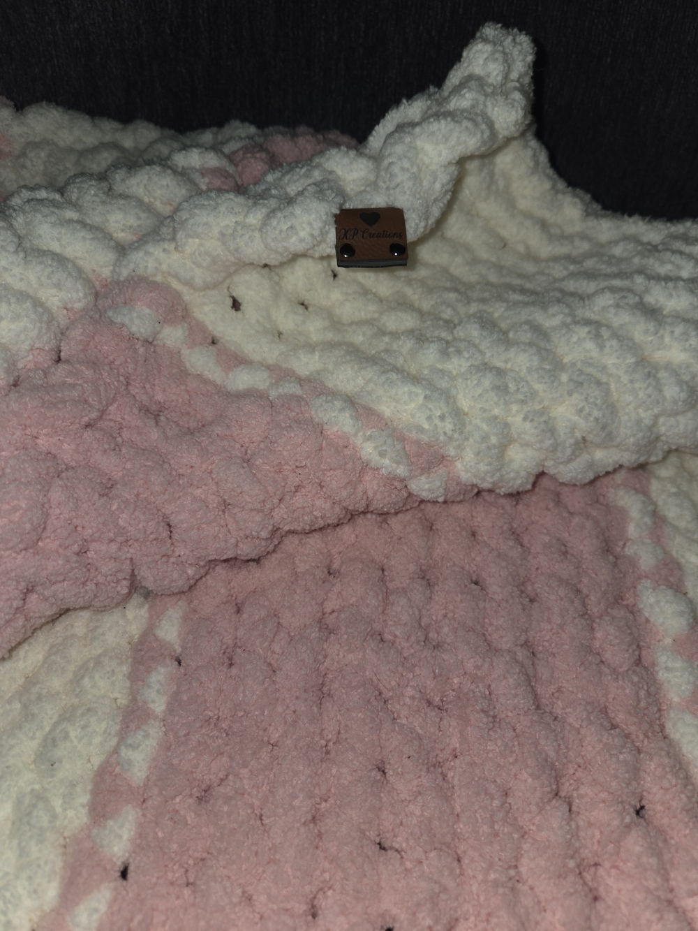 Cozy Pink and Cream Chunky Knit Blanket